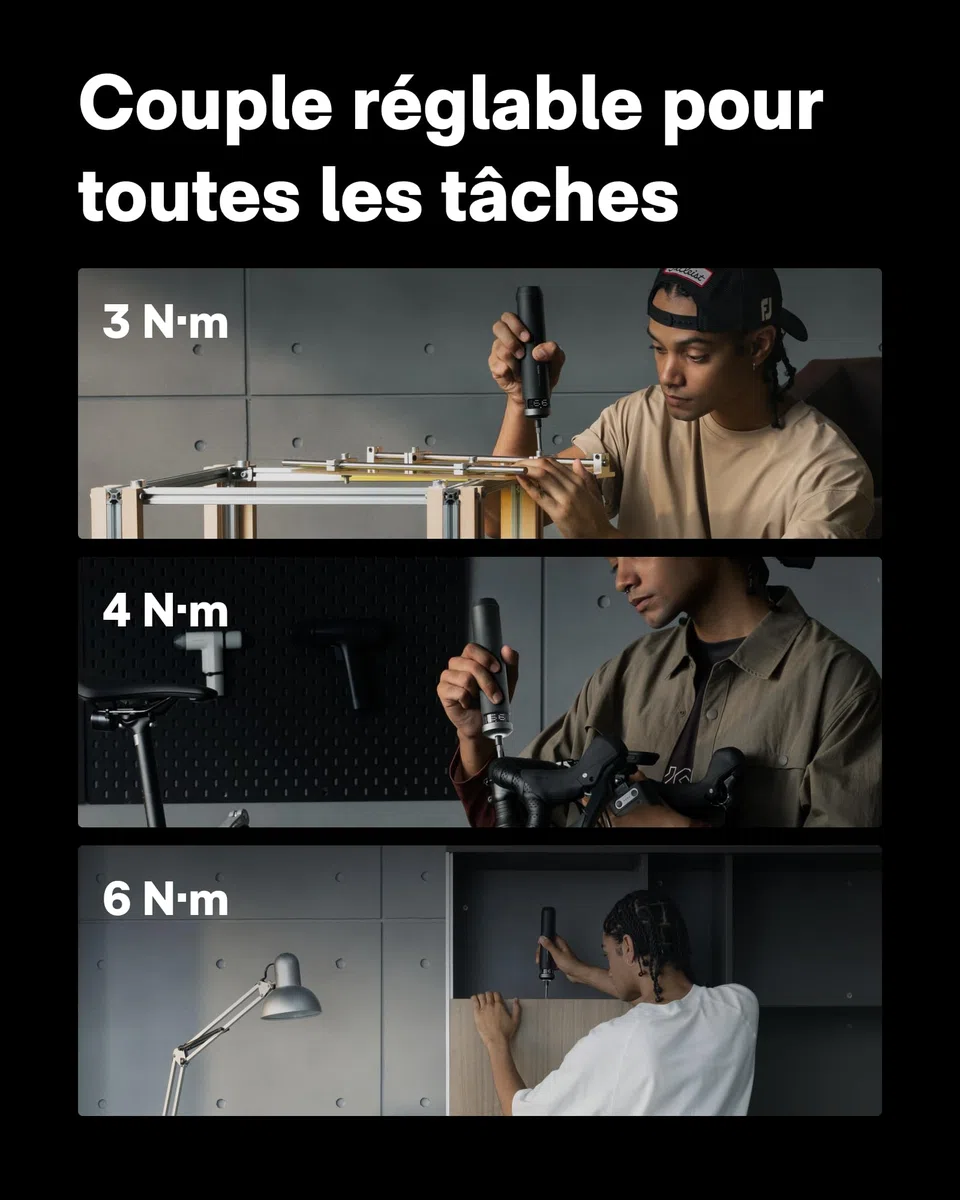 HOTO PixelDrive Tournevis électrique, 6 réglages de couple (0,5-6 N·m), 30 embouts 1/4'', LED, pour électronique et bricolage, cadeau homme