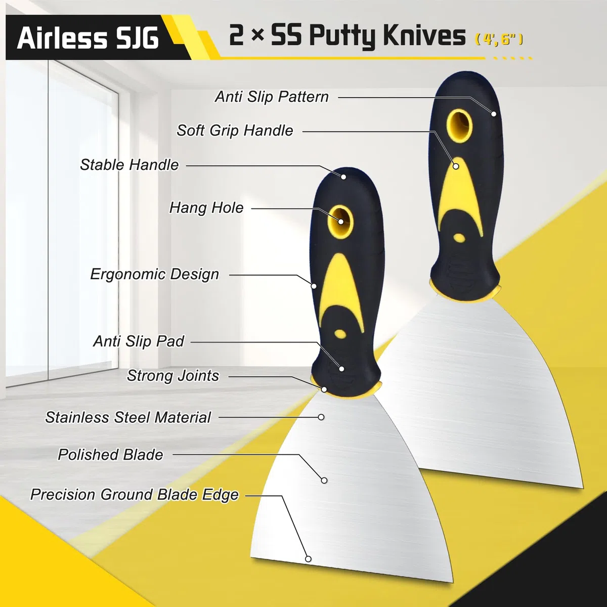 Kit 14pcs Outils Plaquiste Professionnel, Couteaux à Mastic et Enduire en Acier Inoxydable 304, Bac à Enduit 35cm, Éponges Abrasives Réutilisables, Sac de Transport Oxford – Rénovation Maison