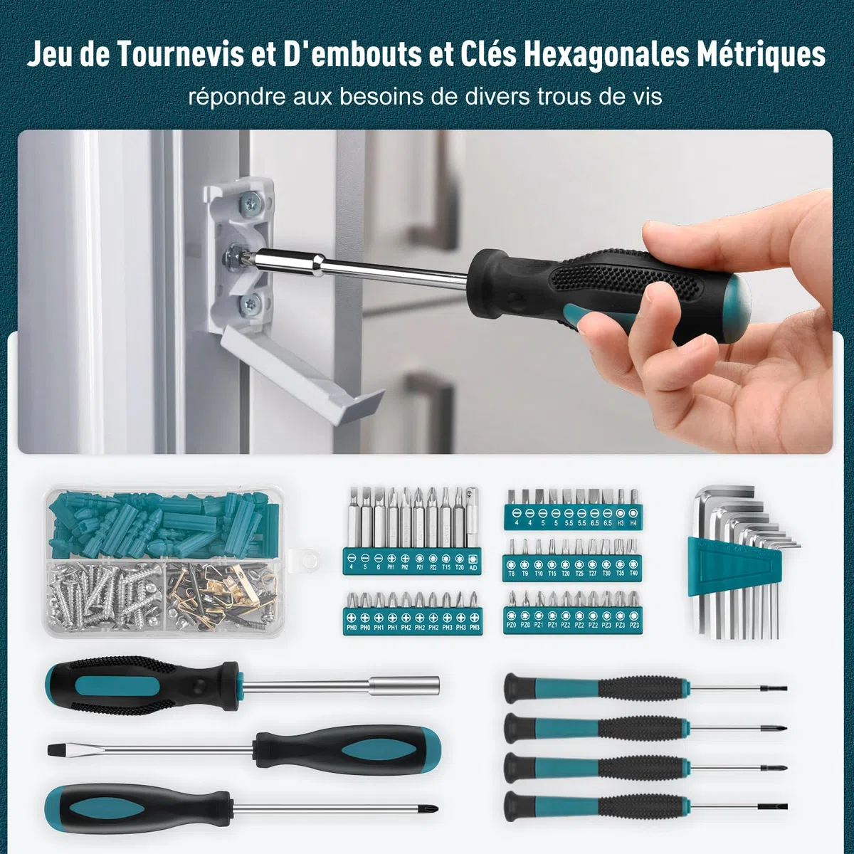 Sundpey Boite a Outils Complete 281 pièces - Caisse a outil pour Hommes et Femmes Malette Outils Complet Avec Ensemble de Clés à Douille Ensemble de Tournevis Clé Hexagonale Métrique Pinces