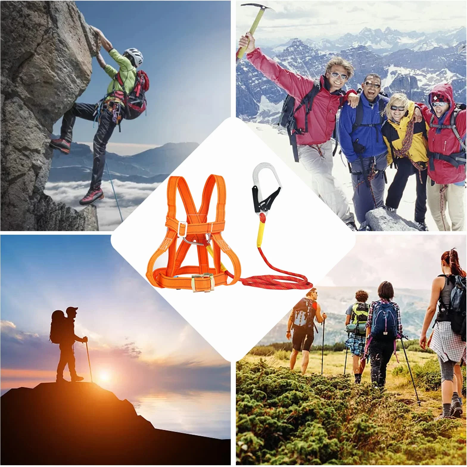 Ceinture de sécurité anti-chute - Kit de protection anti-chute - Ceinture de sécurité multi-usages - Hauteur complète du corps - Travail d'air - Protection contre les chutes - Ceinture d'escalade réglable pour l'escalade des arbres