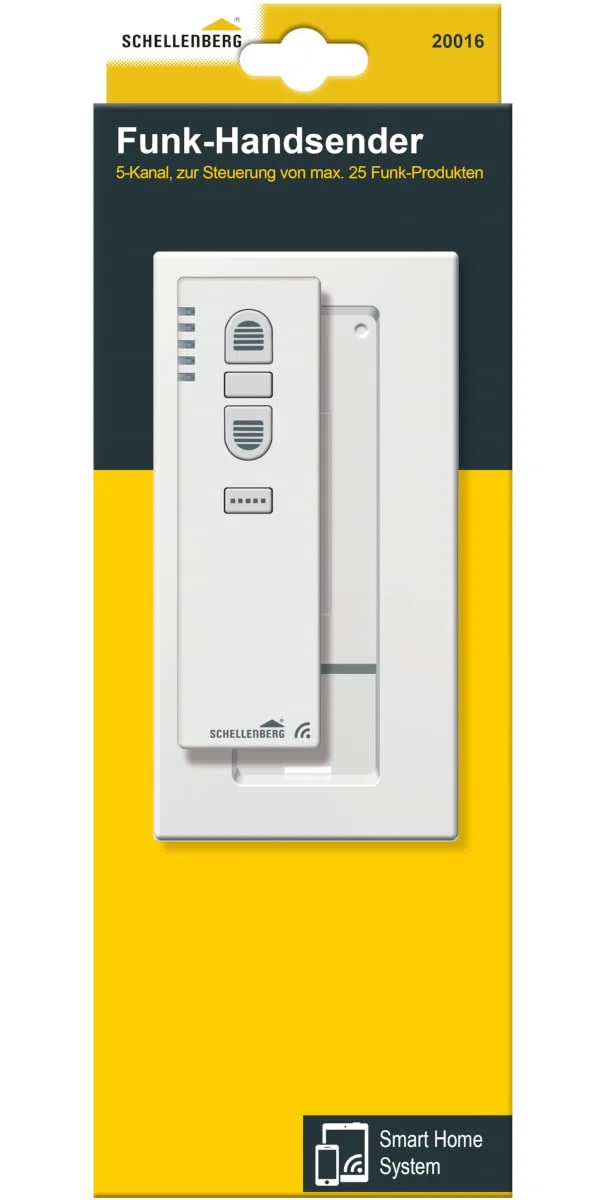 Schellenberg 20016 Sonde radio portable 5 canaux avec support mural, blanc