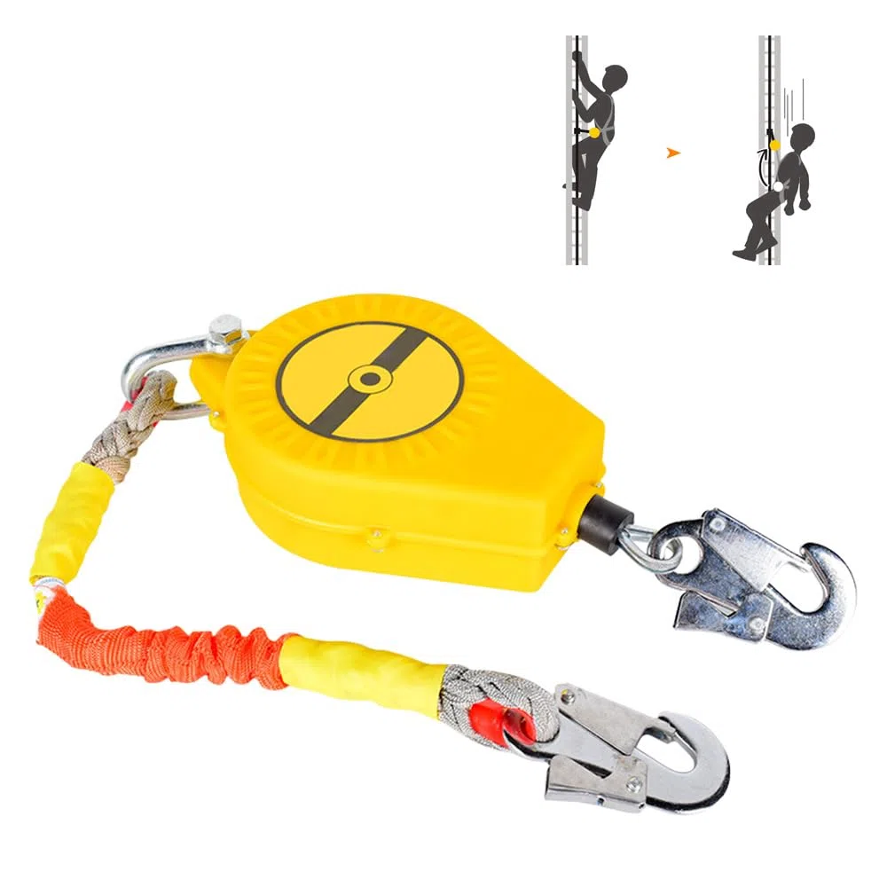 Dispositif Anti Chute a Rappel Automatique, Ligne de Vie Auto-Rétractable, Anti Chute a Rappel Automatique, Corde de Sécurité pour Toiture, D'échafaudage et Travaux en Hauteur, Charge:150kg