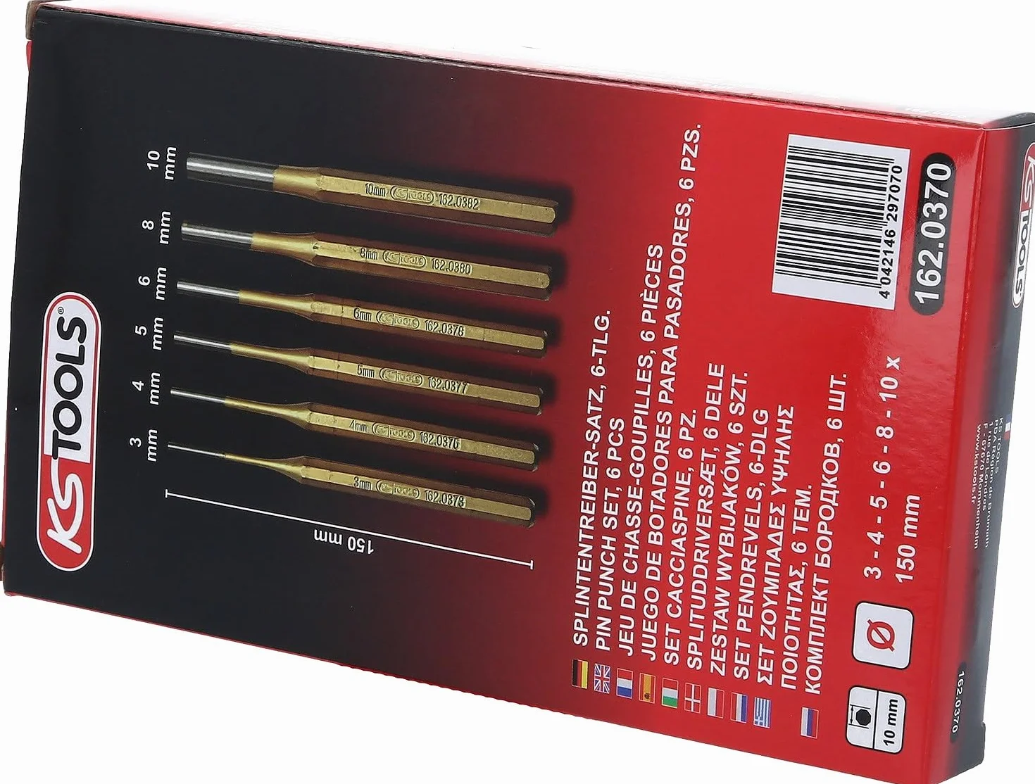 KS TOOLS Jeu de chasse-goupilles, 6 pièces 162.0370