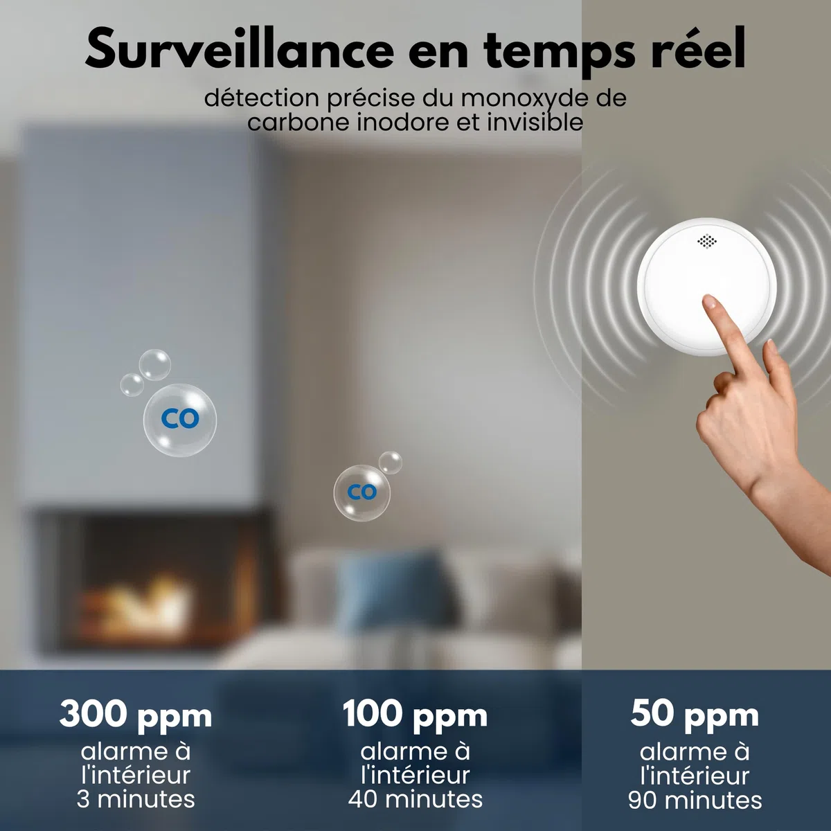 Aroha Safety Pro Détecteur Combiné avec Fumée et Monoxyde de Carbone Sleep Line - Batterie de 10 Ans - Alarme Incendie & Alarme de CO - 2 pièces