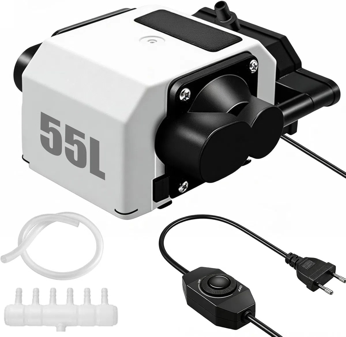 Air Assist, Pompe d'Assistance Pneumatique pour Découpeuses et Graveuses Laser Débit d'Air Réglable 55 L/min 220V 25W Faible Niveau Sonore Coupe Nette des Bords Lisses