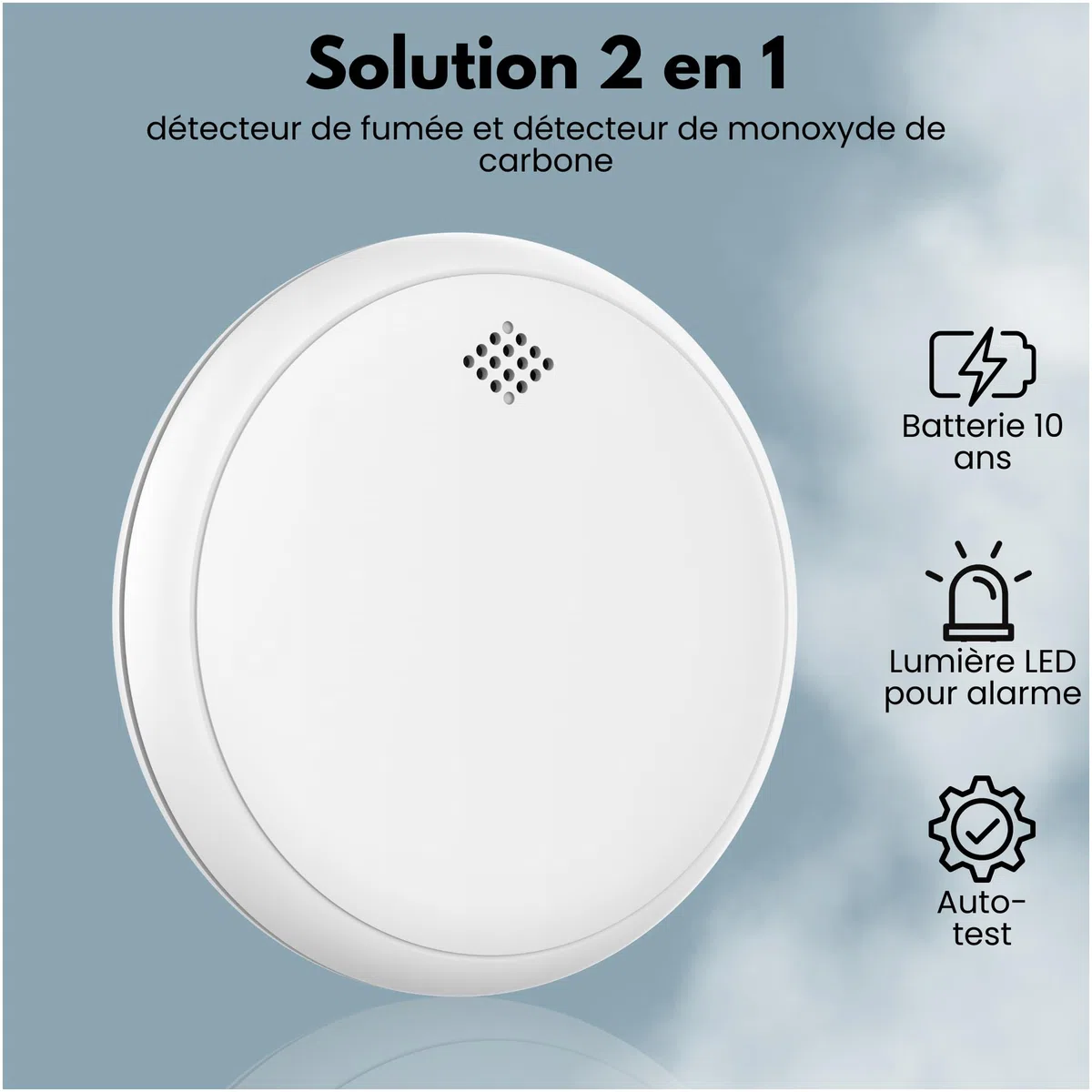 Aroha Safety Pro Détecteur Combiné avec Fumée et Monoxyde de Carbone Sleep Line - Batterie de 10 Ans - Alarme Incendie & Alarme de CO - 2 pièces