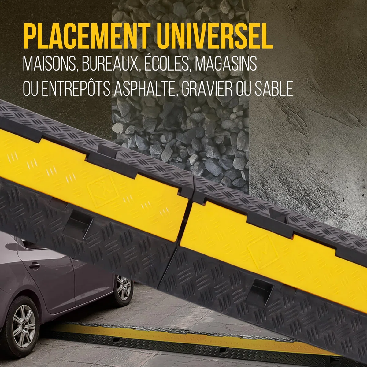 Pyle Protection de rampes pour câbles Durable - Protection pour tuyaux et câbles à Usage intensif avec Une capacité maximale de 2 000 lbs et Un Design à Canal de 2 Fentes avec Couverture Rabattable