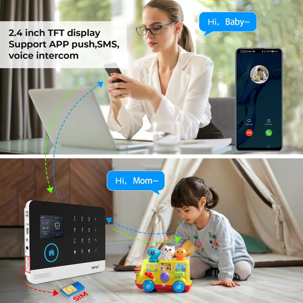 PGST Alarme Maison, Système D'alarme sans Fil 2G WiFi de sécurité fournit Un Moyen très Efficace pour protéger Votre Maison et Votre Bureau Compatible avec Alexa Google Home