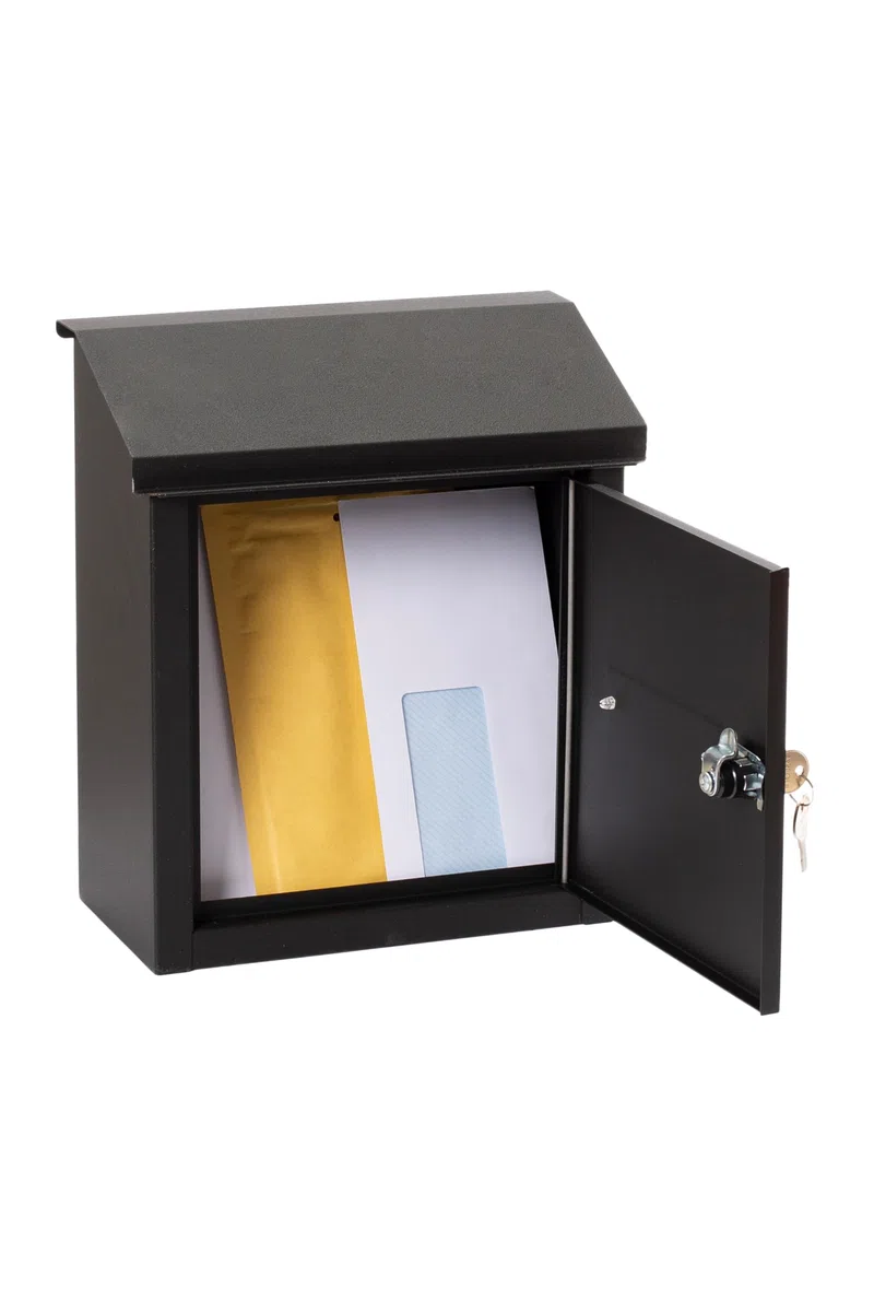 ARREGUI V4094 Boîte aux lettres en acier pour porte, mur et portail, Boîte aux lettres intérieure avec fente de 23 x 4 cm, Taille S (Courrier A5), Résistant aux intempéries, Installation facile, Noir