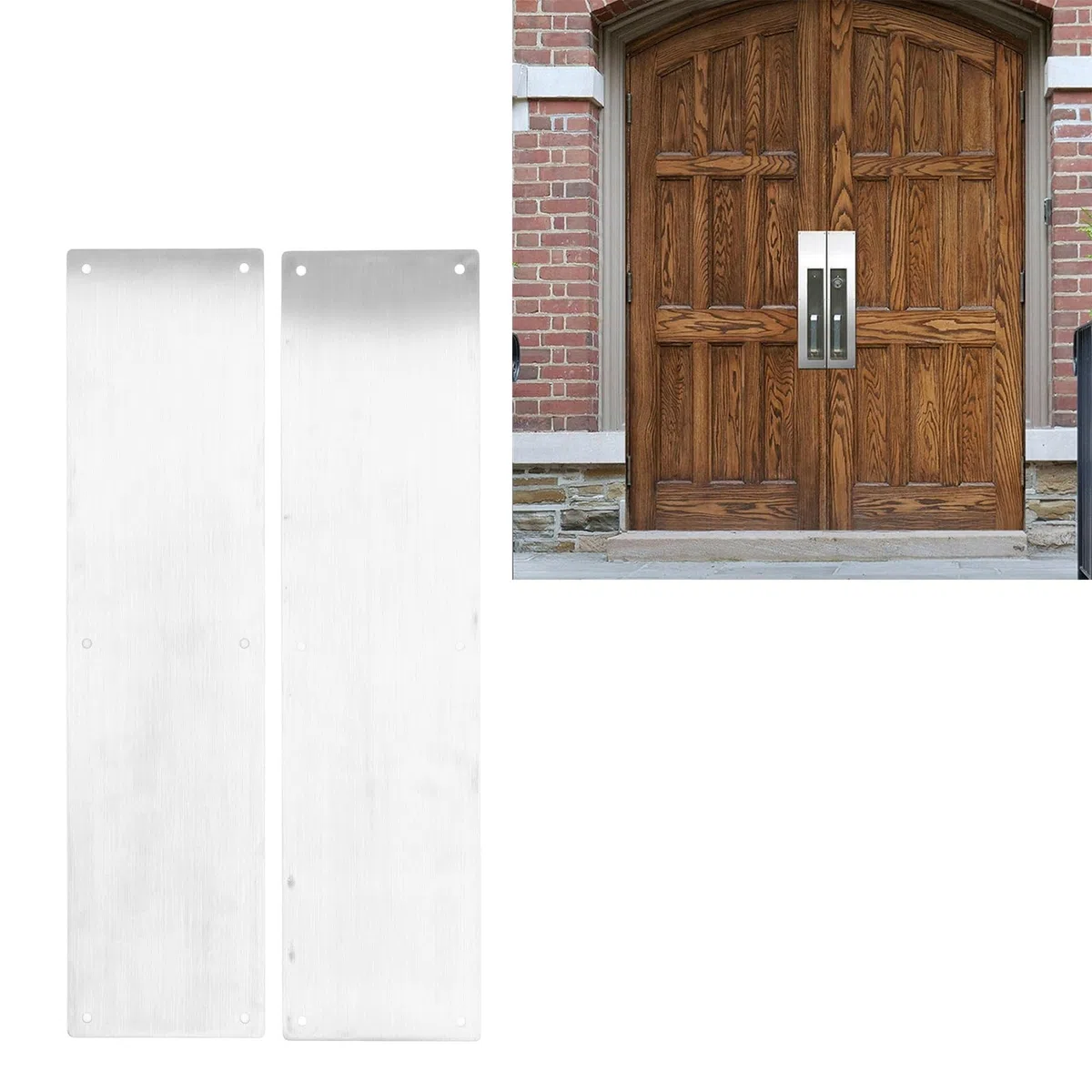 2pcs Porte de Porte Plaque de Coup de Pied Décorative Plaque de Protection de Porte à Rayures 304 Plaque de Coup de Pied de Protection de Porte en Acier Inoxydable pour Les
