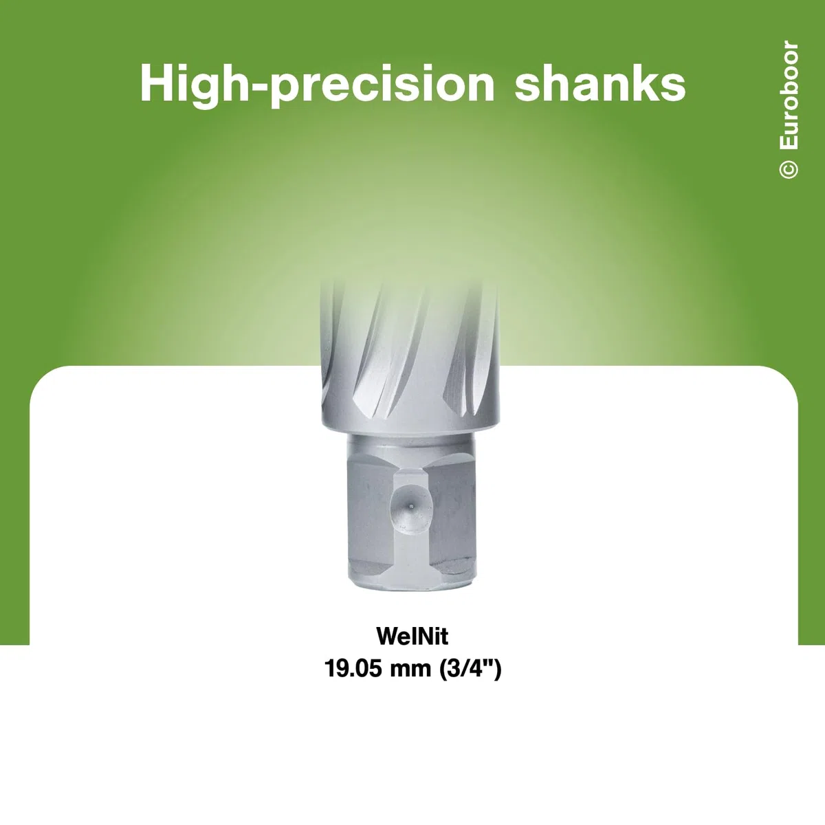 Carotteuse Euroboor HMLU.300 TCT 55 mm pour Acier HARDOX, Inox et Rails - Évacuation Optimale des Copeaux, Risque de Cassure Minimisé, Idéale pour matériaux durs, offre une grande durabilité