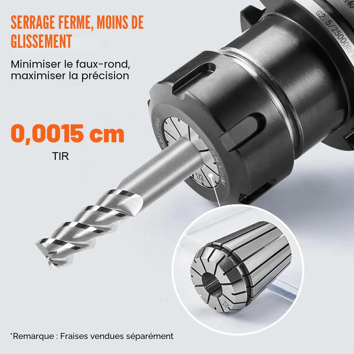 VEVOR Pinces de Serrage à Ressort ER32 25PCS 1/16"-13/16" 1,6-20,6 mm TIR 0,0006" 15 μm avec 25 Boîtes de Rangement Étiquetées pour Machine de Gravure CNC, Fraiseuse, Outil de Tour, Perceuse, Presse