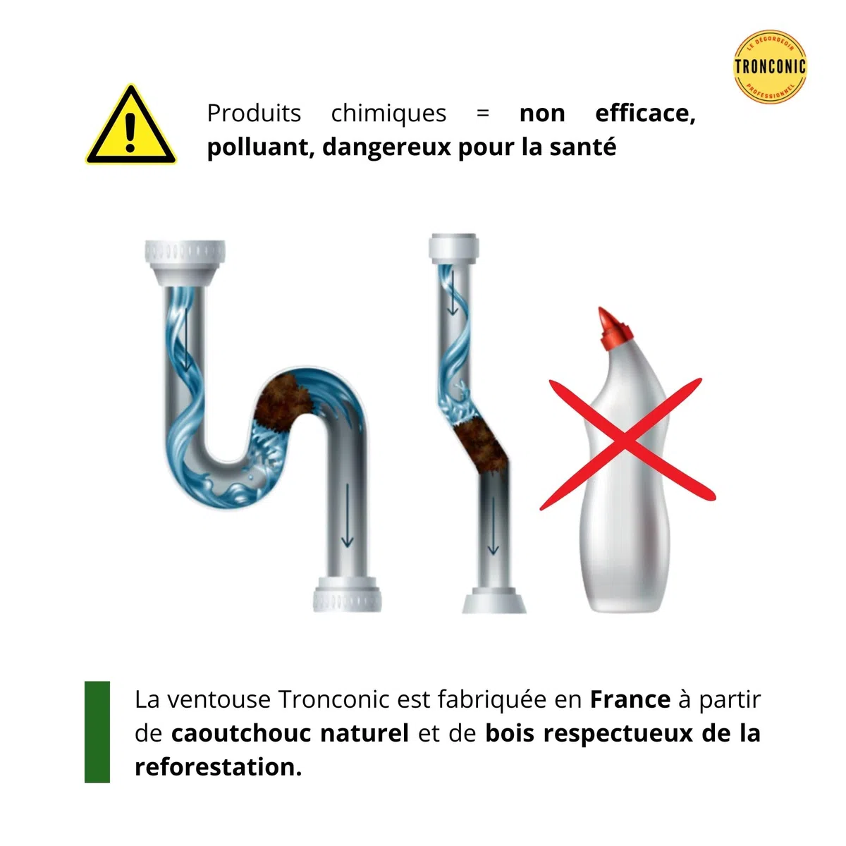 80 KG d'aspiration - Ventouse deboucheur pour Salle de Bain et WC - Deboucheur Canalisation Professionnel - Ventouse Toilette - Deboucheur evier - Made in France