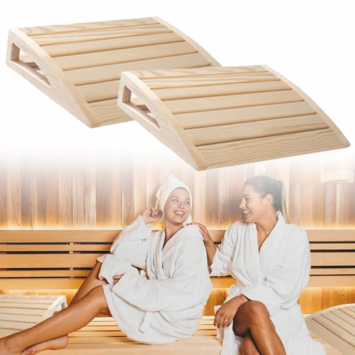 Lot De 2 Appuie-Tête Ergonomiques En Bois Pour Sauna,Oreiller De Sauna En Bois,Oreiller De Salle De Sauna Confortable Appui,Confortable Et Large,Allongez-Vous Et Détendez-Vous
