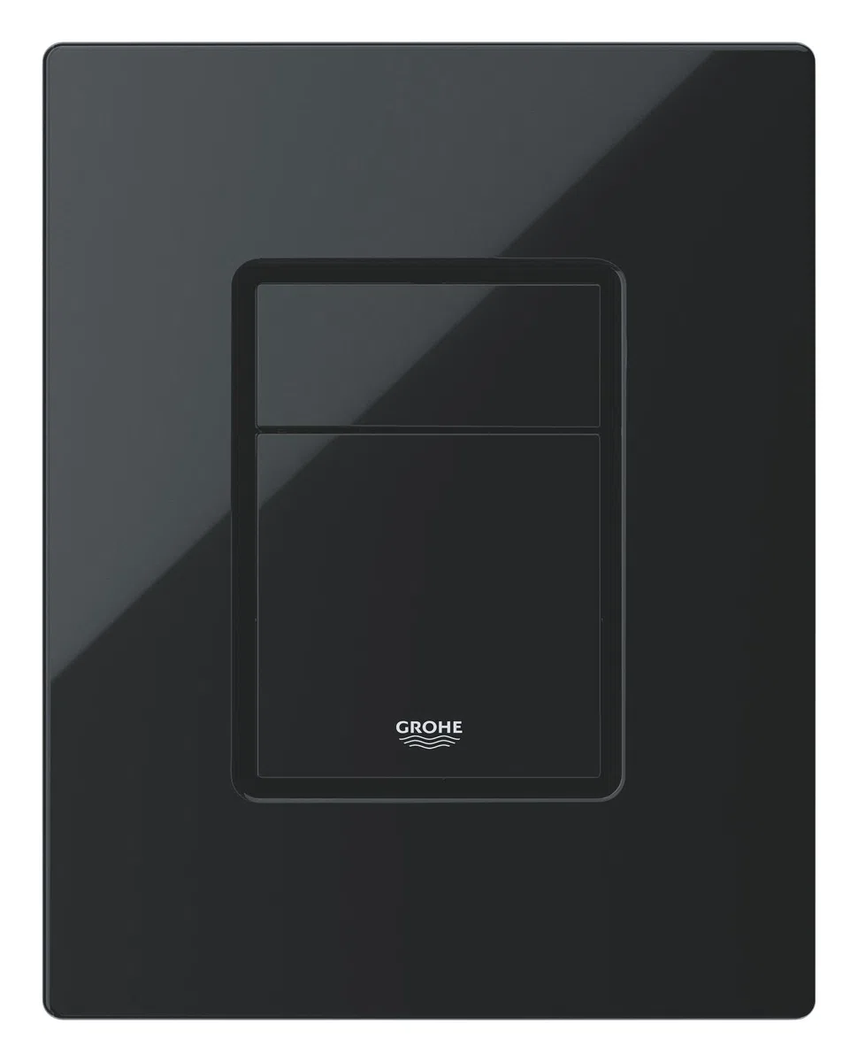 GROHE Even Plaque de Commande, Double Touche Interrompable, Economie d'Eau, Montage Horizontal ou Vertical, ABS, Glossy Black, 38966Kv0