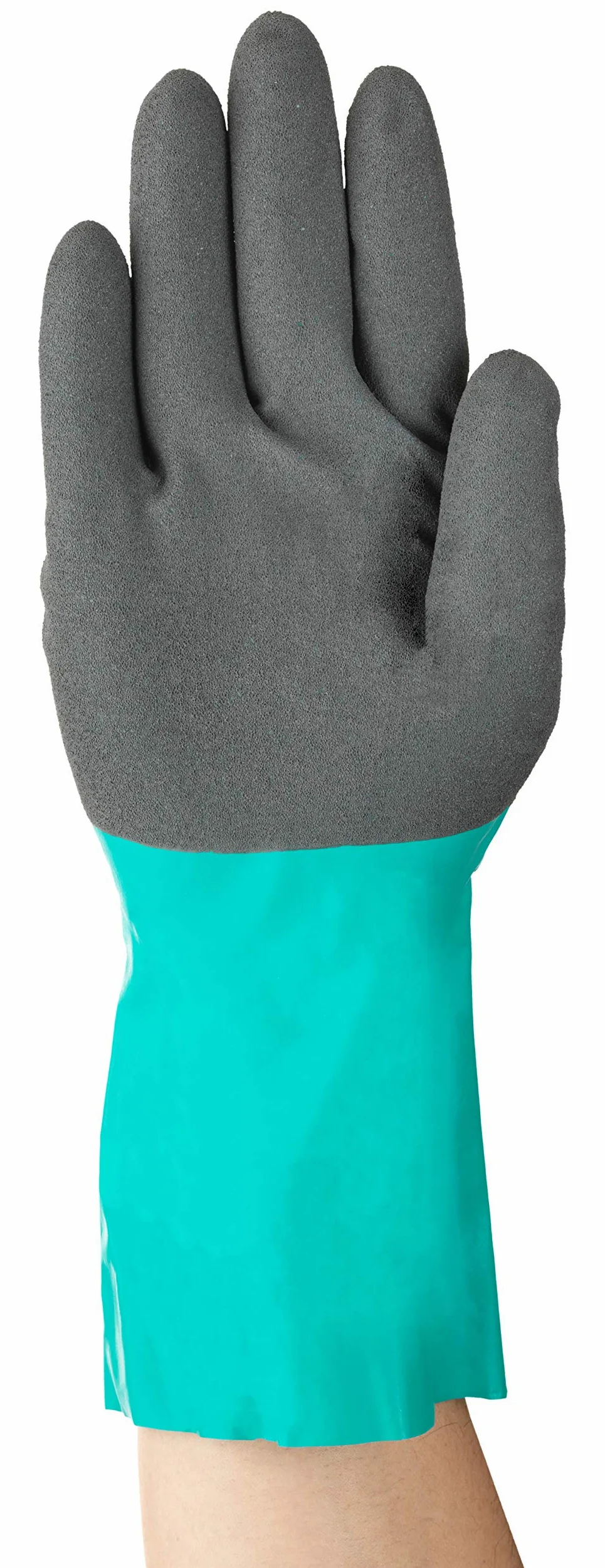 Ansell AlphaTec 58-270 Gants Protection Chimique, Comfort et Souplesse Elevés, Gant Nitrile Impérméable Étanche, EPI Industriel, Réutilisable, Vert (12 Paires)