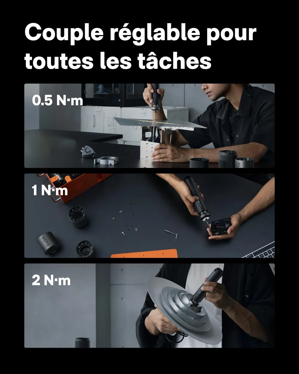 HOTO PixelDrive Tournevis électrique, 6 réglages de couple (0,5-6 N·m), 30 embouts 1/4'', LED, pour électronique et bricolage, cadeau homme