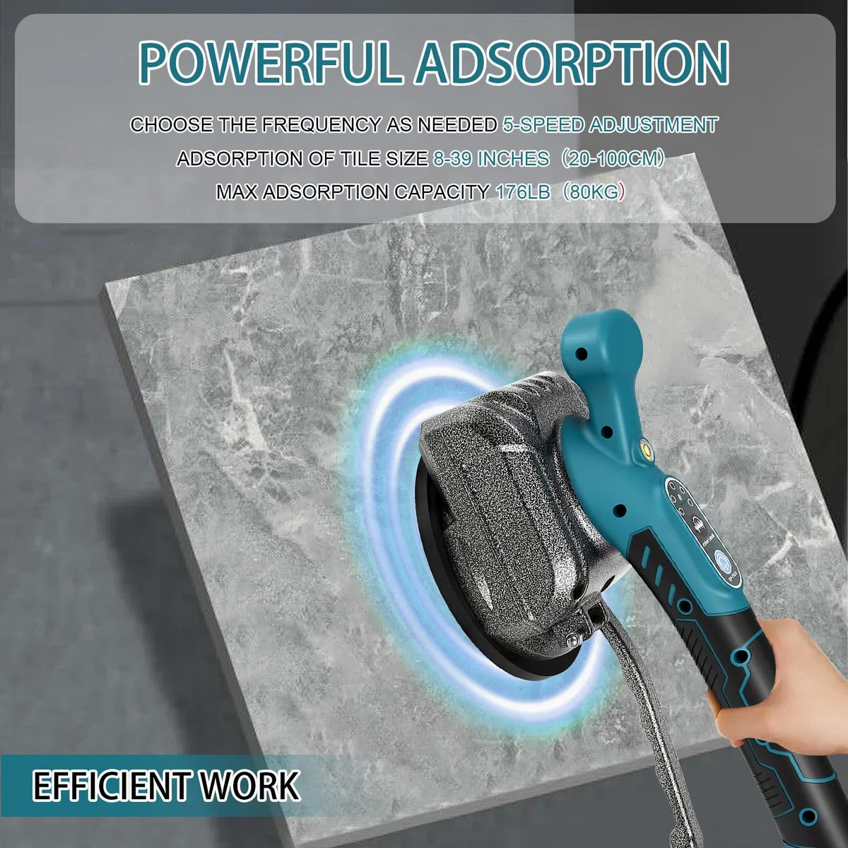Machine Carrelage Vibrante pour Makita 18V Batterie, Vibreur de Carrelage Ventouse 100 x 100mm 5 Vitesses Réglables Capacité de 60kg de Carrelages & Carreaux Muraux (Sans Batterie)