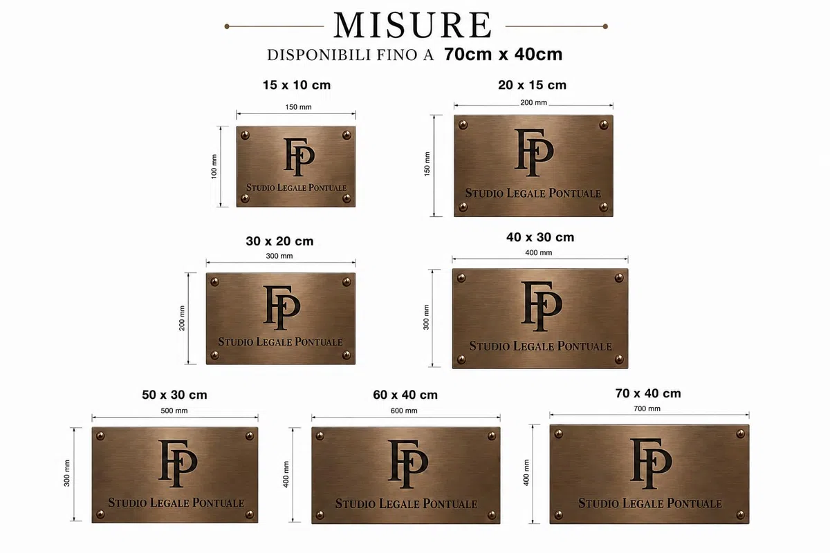 Plaque en laiton personnalisée gravée – Plaque professionnelle pour bureau, porte, bureau et maison – Finition bronze mat premium – Personnalisable avec nom, logo et texte – Fabriquée en Italie