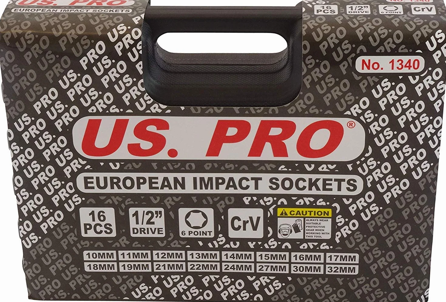 US PRO B1340 Jeu de 16 douilles à choc 1/2" de 10 à 32 mm