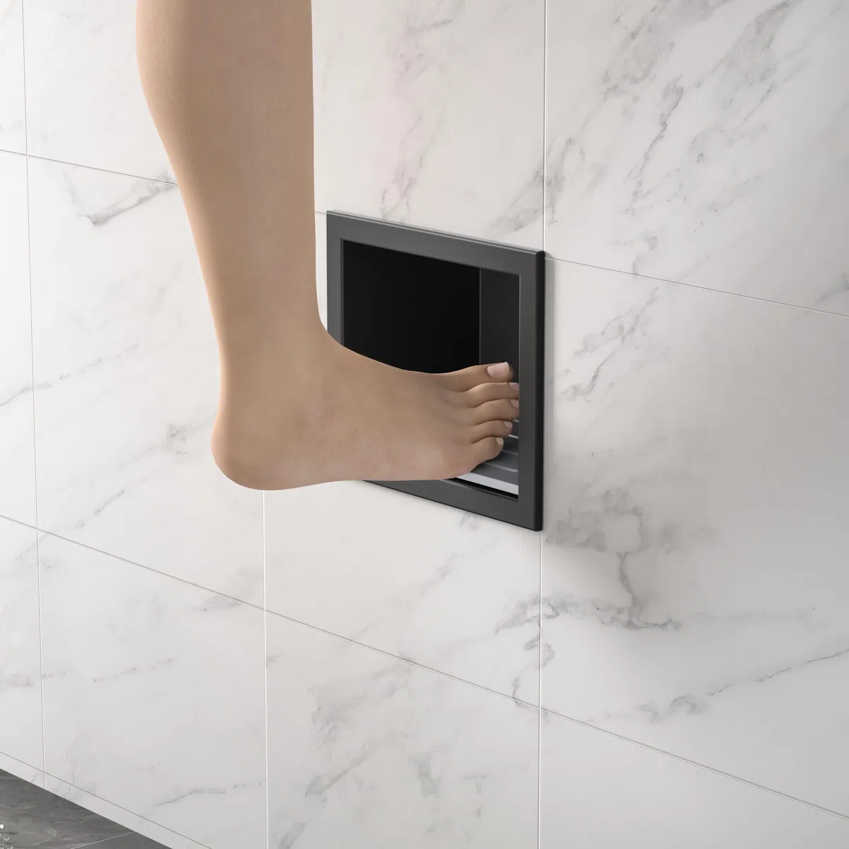 Niche murale en acier inoxydable 304 noir mat 15 cm x 12 cm pour salle de bain, support encastré dans la salle de bain avec surmontage, pas de carrelage nécessaire