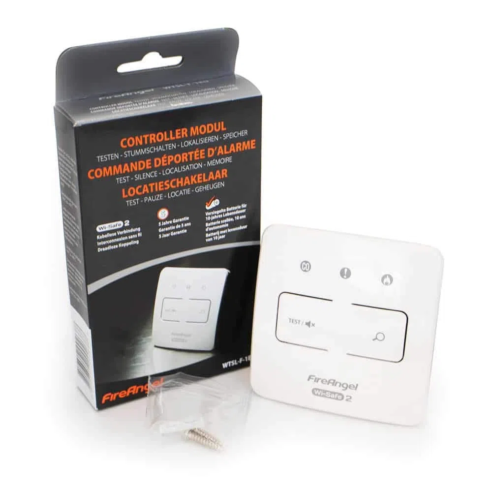 Fire Angel WTSL-F-1EU Module de Commande, Module de Contrôle, Unité de Contrôle pour Détecteurs de Chaleur, de CO et de Fumée sans Fil, Blanc