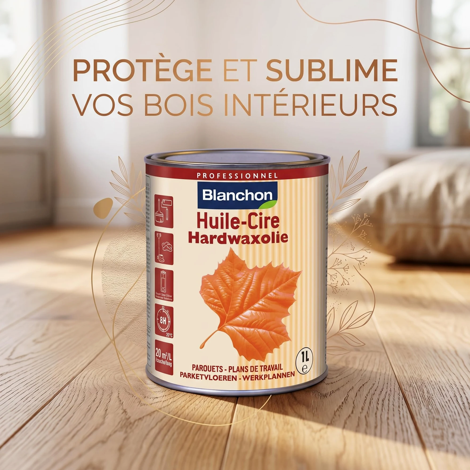 B632 Huile-cire 1 l Naturel