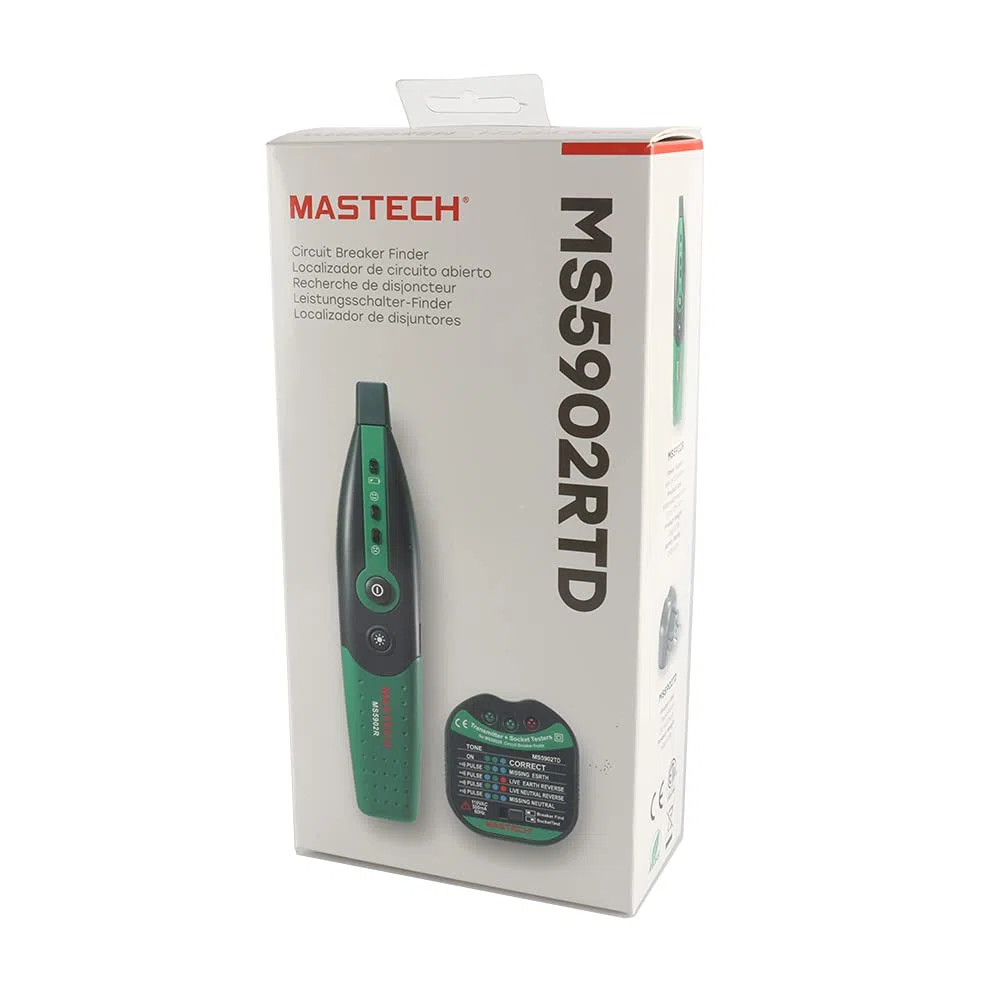 Mastech Détecteur de disjoncteur, MS5902 3 voyants lumineux Disjoncteur automatique Détecteur de fusible Détecteur de prise de courant Testeur de prise de courant(Prise UE 220V)