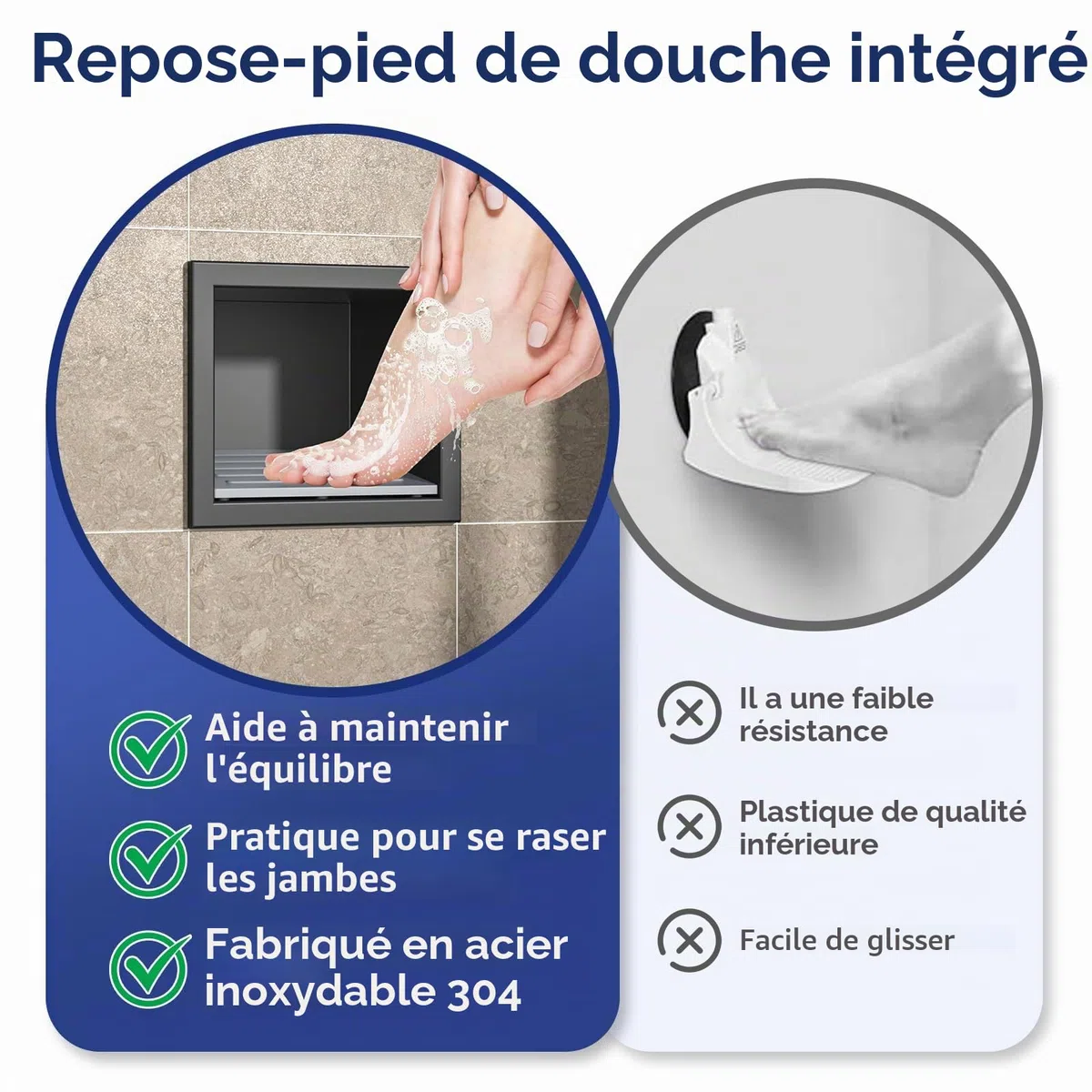 Niche murale en acier inoxydable 304 noir mat 15 cm x 12 cm pour salle de bain, support encastré dans la salle de bain avec surmontage, pas de carrelage nécessaire