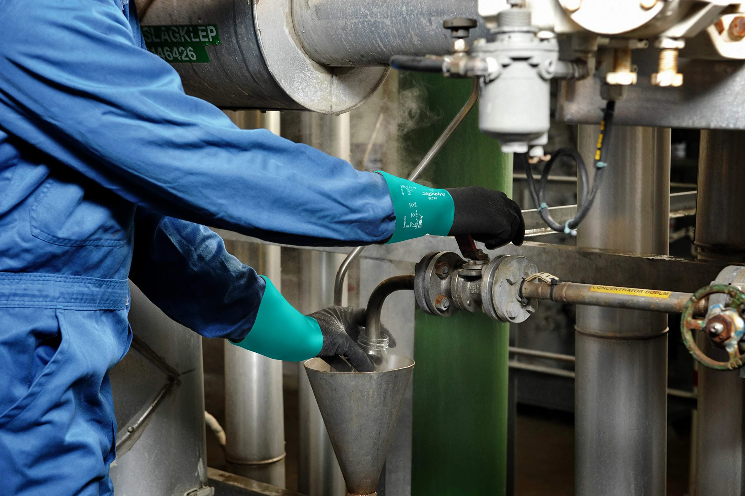 Ansell AlphaTec 58-270 Gants Protection Chimique, Comfort et Souplesse Elevés, Gant Nitrile Impérméable Étanche, EPI Industriel, Réutilisable, Vert (12 Paires)
