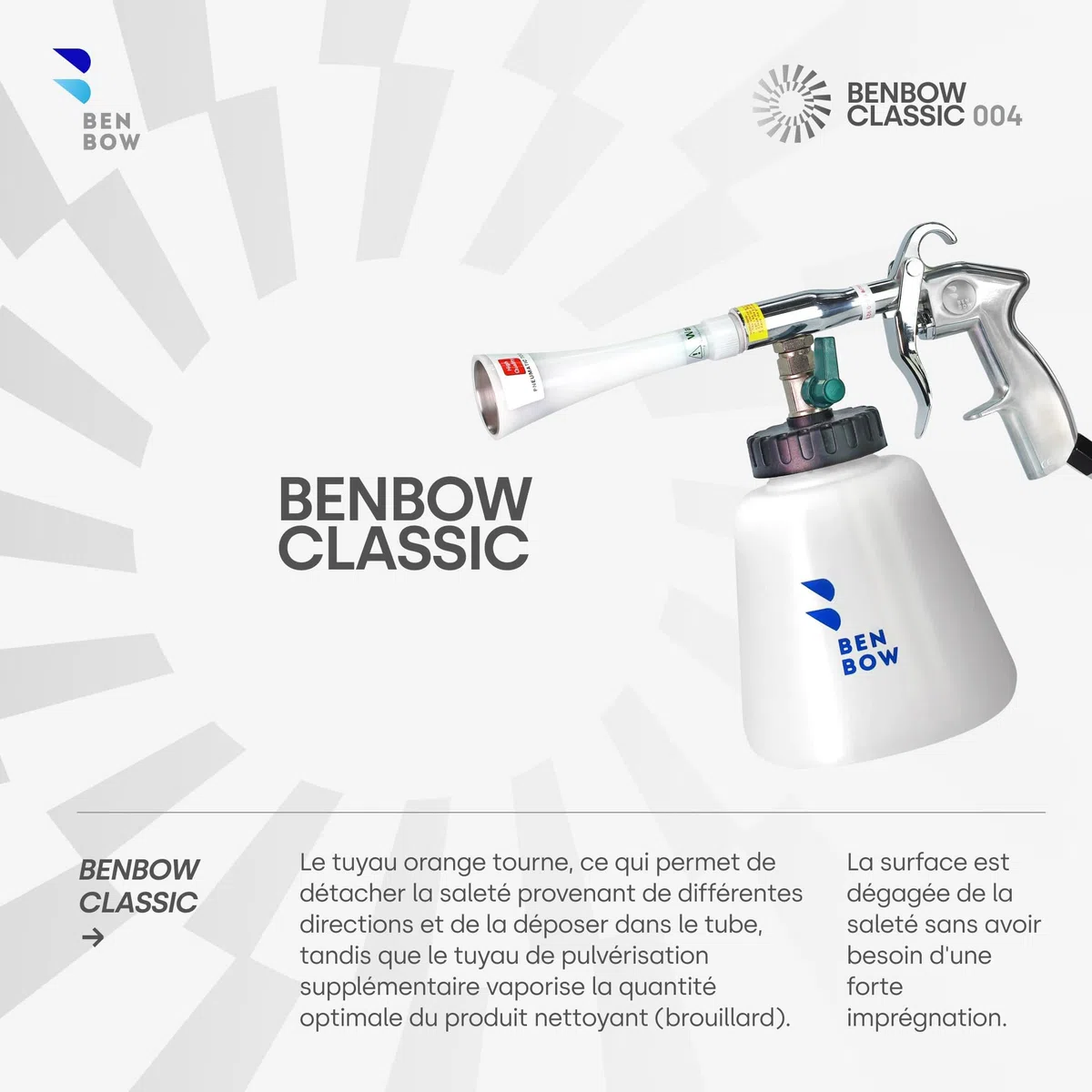 BenBow Pistolet de Nettoyage à air comprimé Classic et Pistolet de soufflage avec buse Venturi – Solution Parfaite pour Un Nettoyage en Profondeur des Voitures et Un séchage Rapide
