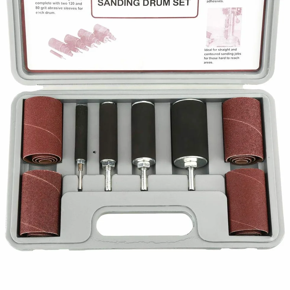 Ensemble de ponceuses à tambour, ensemble d'outils de ponceuse à broche 20 pièces avec étui de rangement solide pour perceuse, ensemble de ponceuses à tambour