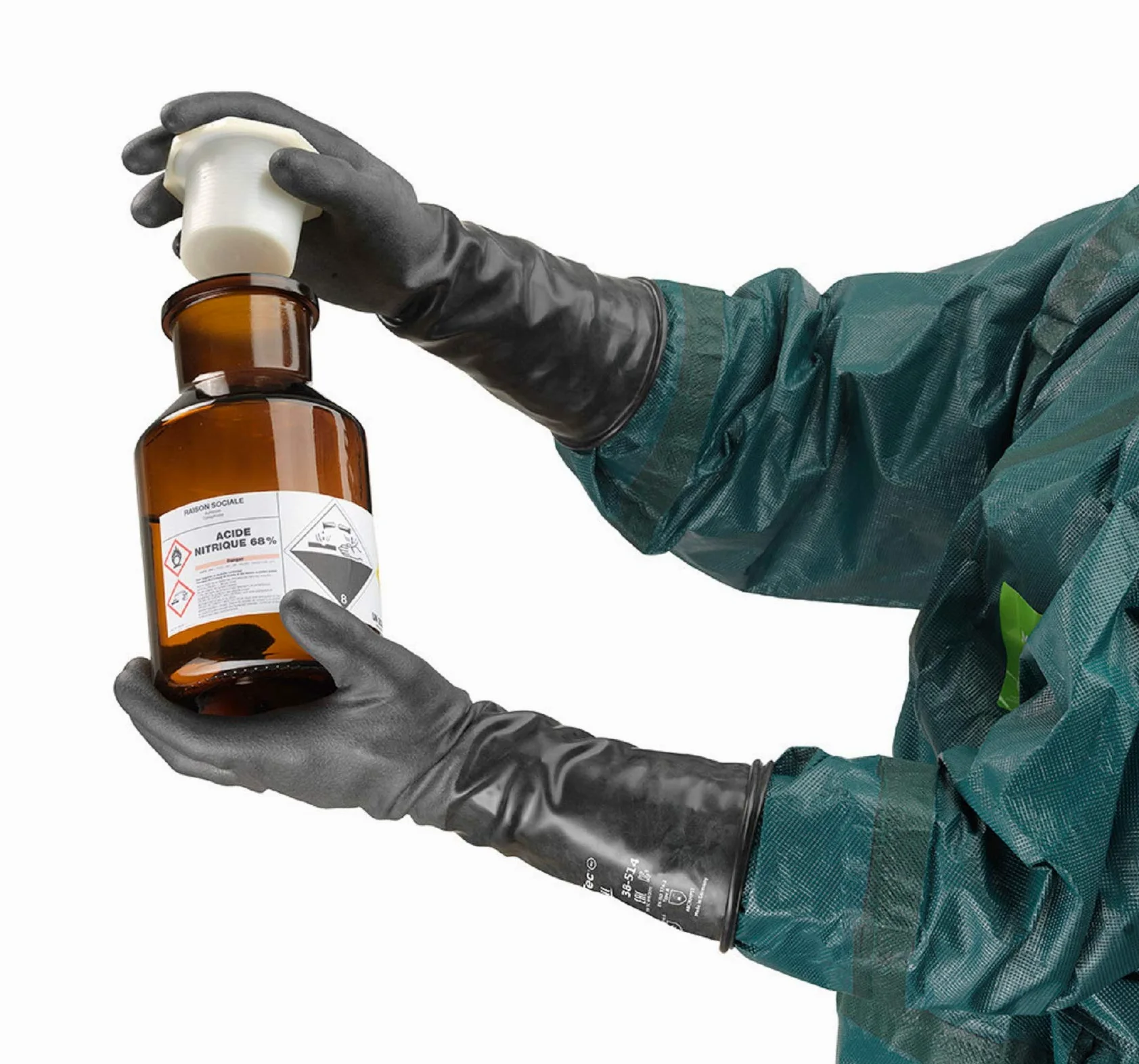 Ansell AlphaTec 38-514 Gants de Protection Chimique, Protection Maximale pour Travaux Dangereux, Design Souple et Confortable, Sans Latex, Homme Femme, Réutilisable, Taille L (1 Paire)