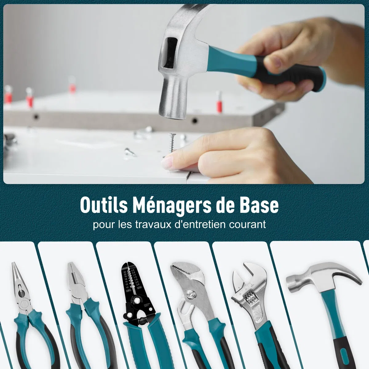 Sundpey Boite a Outils Complete 281 pièces - Caisse a outil pour Hommes et Femmes Malette Outils Complet Avec Ensemble de Clés à Douille Ensemble de Tournevis Clé Hexagonale Métrique Pinces