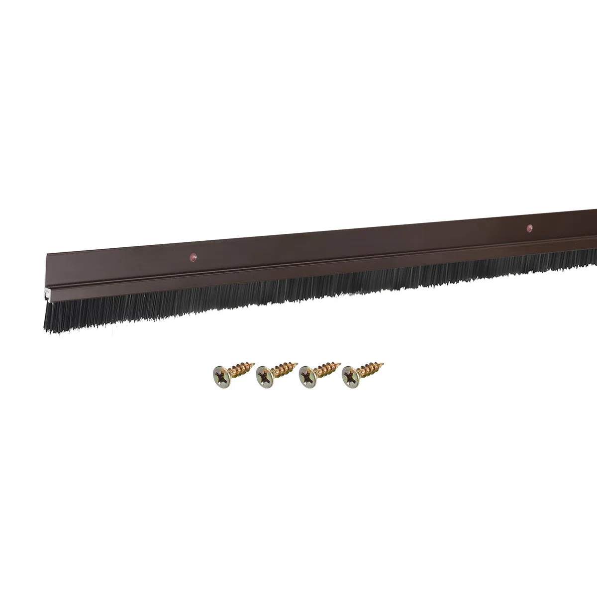 QUARKZMAN Brosse de Bas de Porte en Forme de H avec Base en Alliage D'Aluminium et Brosse en PP de 15 mm pour la Maison, l'Industrie (1200 mm L, Marron)