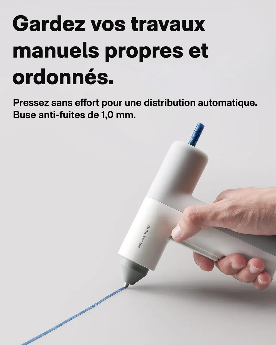 HOTO Pistolet à Colle sans Fil, Pistolets à Chaude Colle Électriques Rechargeable USB-C, 3000mAh, 40X7mm Bâtons de Colle Colorés, Chauffage Rapide de 30s, Distribution Automatique pour DIY/Art/Maison