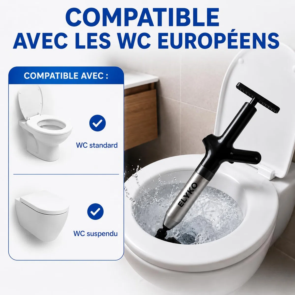Déboucheur WC & Canalisations Haute Pression 8 Bars Réutilisable
