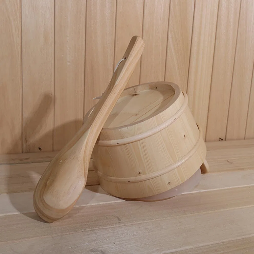 Seau De Sauna 4L, Saun Accessoire Set, Cèdre De Seau De Sauna, Composé d'un Louche, Cadeau pour Amis, Parents, Grands-Parents pour Douche