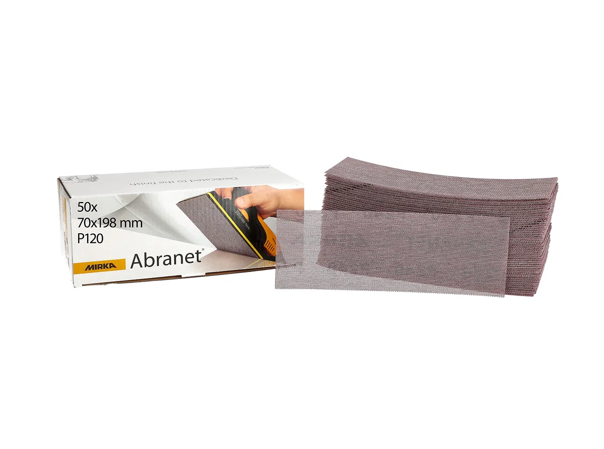 Mirka Abranet Bande abrasive auto-aggrippante 70x198 mm P120 | Bande abrasive auto-agrippante micro-perforée pour ponçage efficace bois mastic peinture plastique grain P120 50 pièces