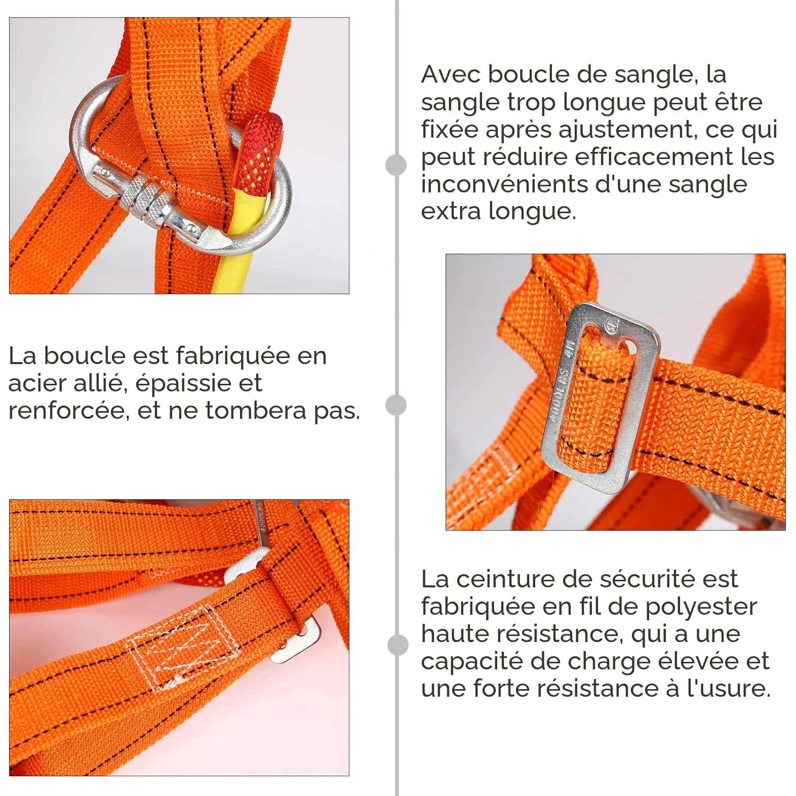 Ceinture de sécurité anti-chute - Kit de protection anti-chute - Ceinture de sécurité multi-usages - Hauteur complète du corps - Travail d'air - Protection contre les chutes - Ceinture d'escalade réglable pour l'escalade des arbres