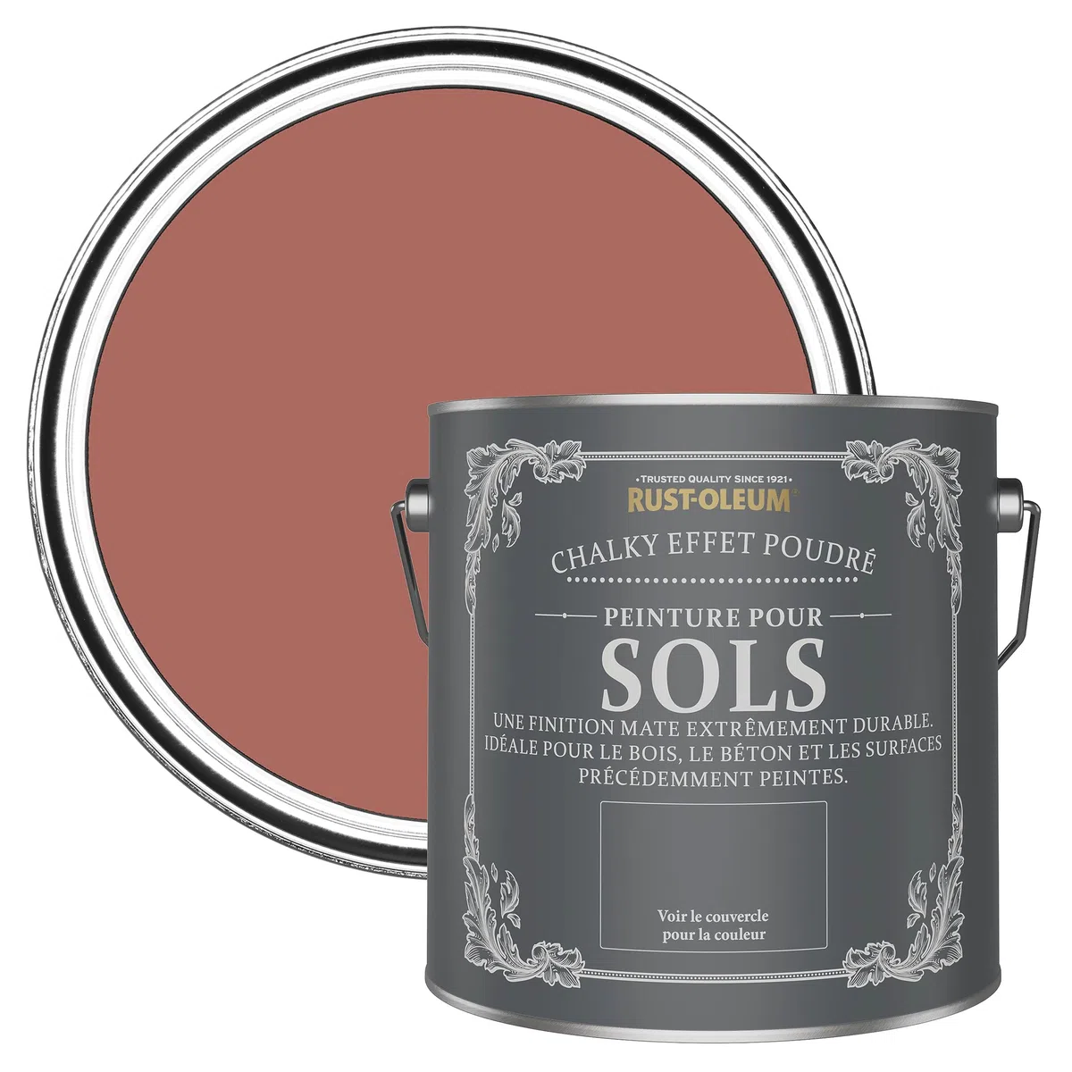 Rust-Oleum Peinture Rouge Résistante aux rayures pour Sols, Finition Mate - Saumon 2.5L