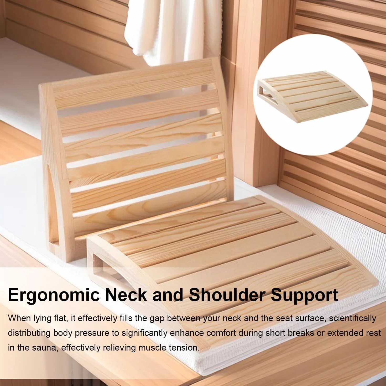 Lot De 2 Appuie-Tête Ergonomiques En Bois Pour Sauna,Oreiller De Sauna En Bois,Oreiller De Salle De Sauna Confortable Appui,Confortable Et Large,Allongez-Vous Et Détendez-Vous