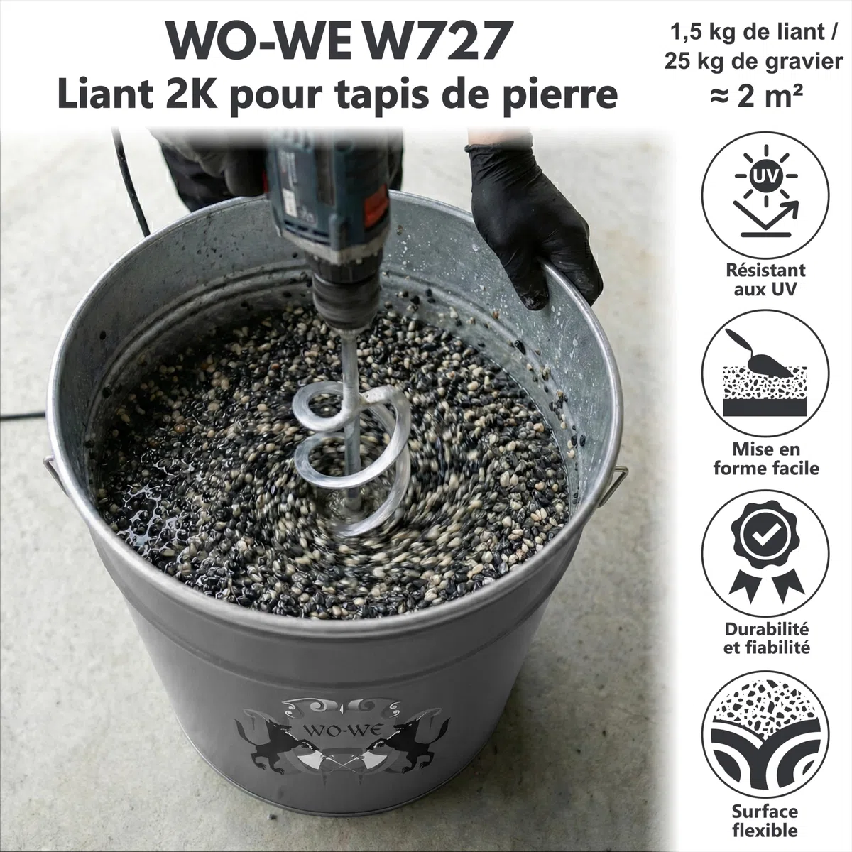 WO-WE Adhérent époxy pour tapis en pierre résistant aux UV W727 1,5kg