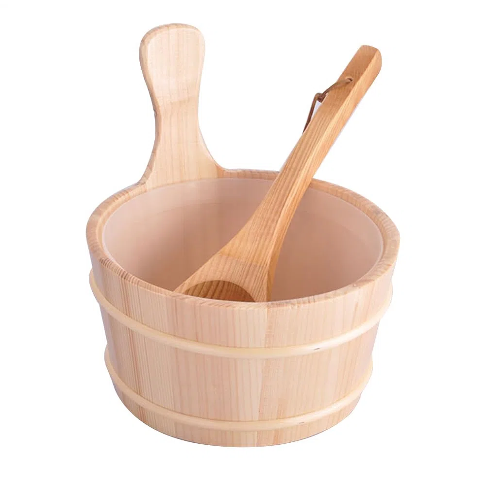 Seau De Sauna 4L, Saun Accessoire Set, Cèdre De Seau De Sauna, Composé d'un Louche, Cadeau pour Amis, Parents, Grands-Parents pour Douche