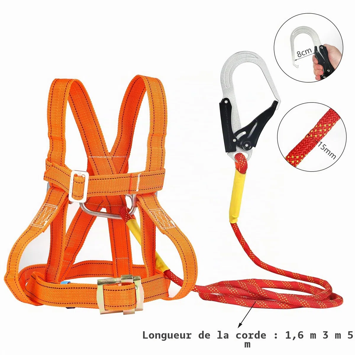 Ceinture de sécurité anti-chute - Kit de protection anti-chute - Ceinture de sécurité multi-usages - Hauteur complète du corps - Travail d'air - Protection contre les chutes - Ceinture d'escalade réglable pour l'escalade des arbres