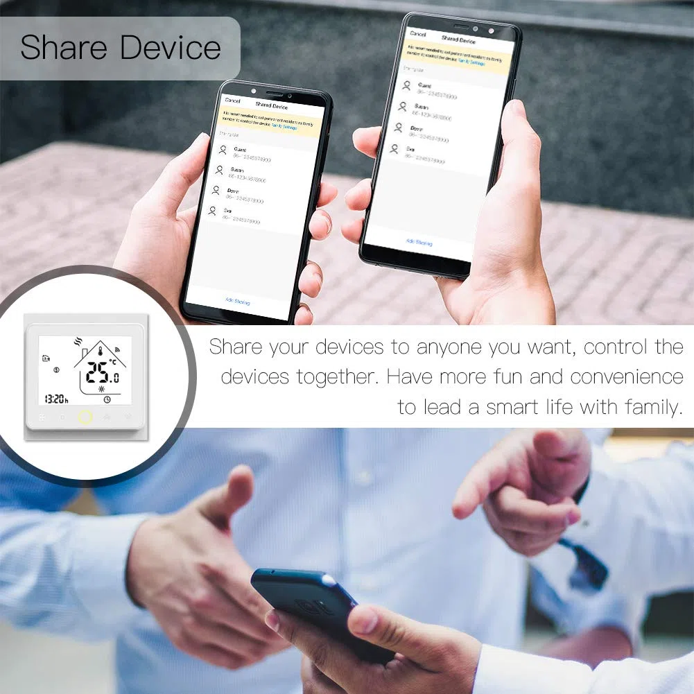 MOES WiFi Thermostat Chauffage au Sol à Eau Connecté et Intelligent Filaire, WiFi 2.4GHz et Fil Neutre Requis Contrôleur de Température, Compatible avec Smart Life Tuya Alexa et Google Home