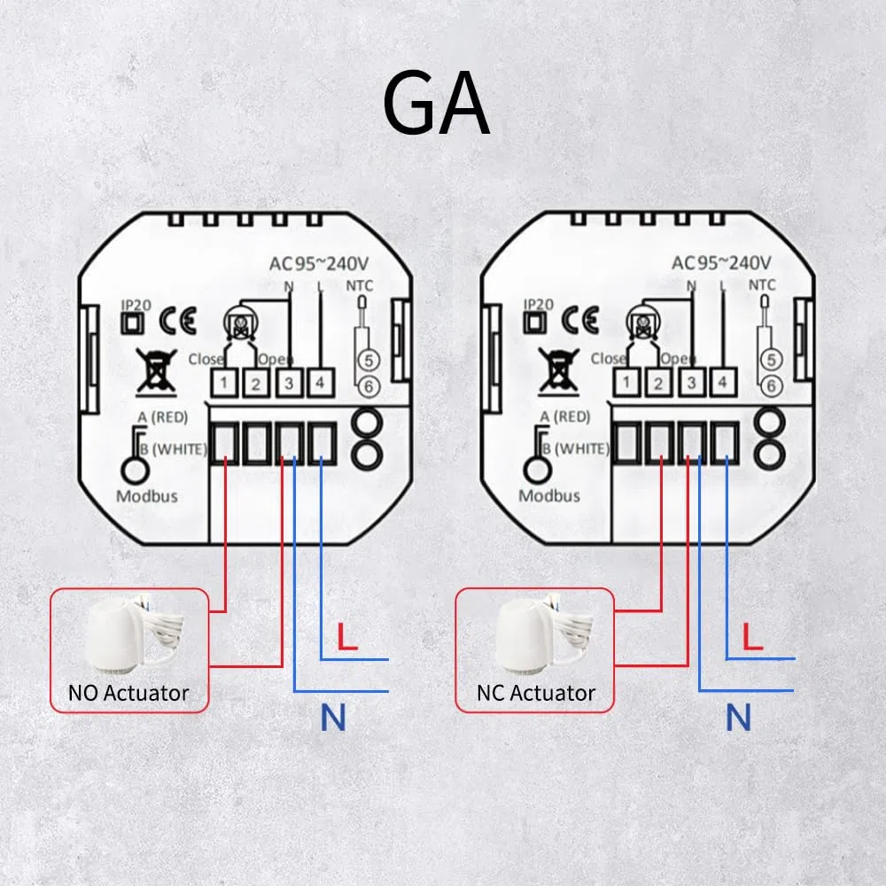 MOES WiFi Thermostat Chauffage au Sol à Eau Connecté et Intelligent Filaire, WiFi 2.4GHz et Fil Neutre Requis Contrôleur de Température, Compatible avec Smart Life Tuya Alexa et Google Home