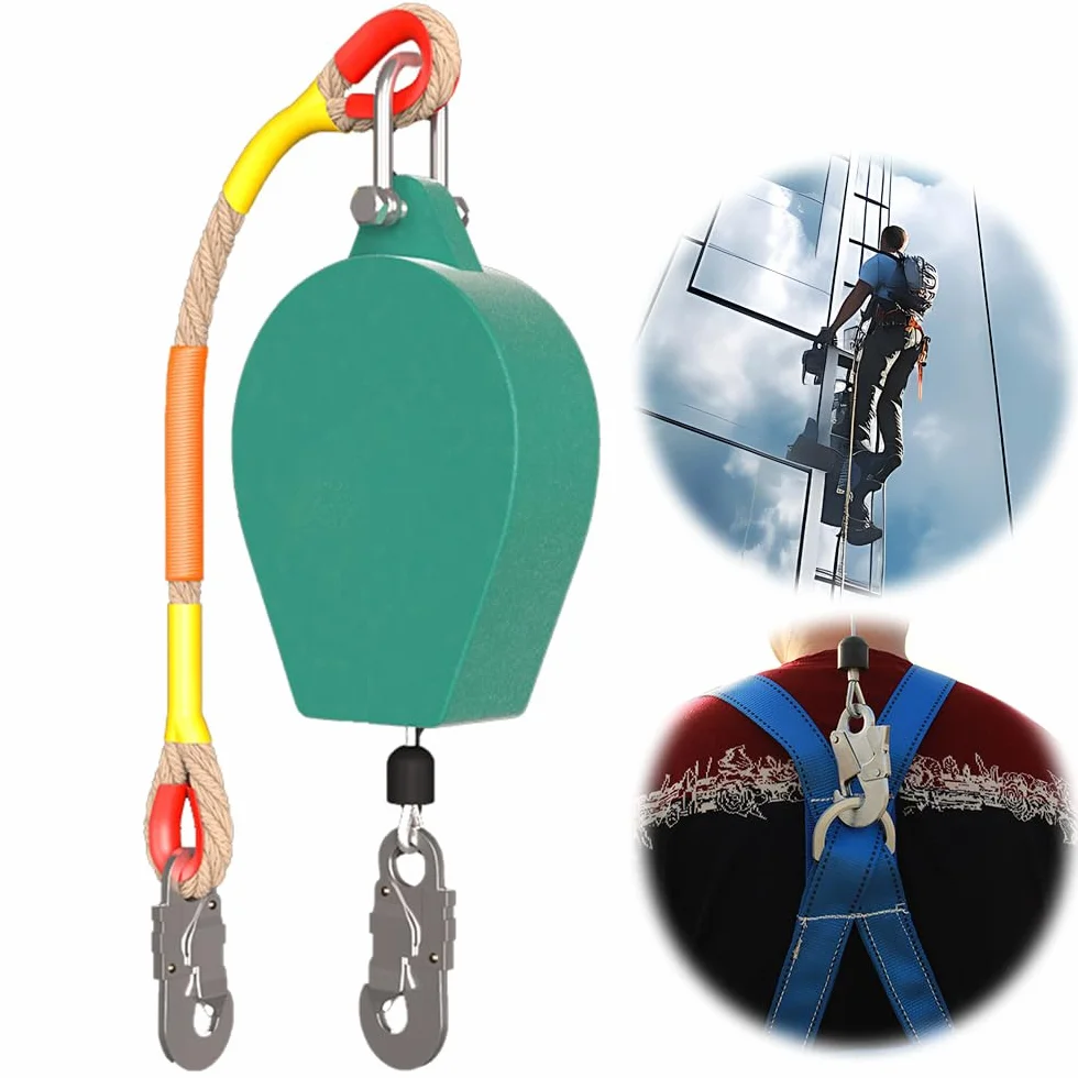 Lotvic Antichute a Rappel Automatique 10m, Dispositif Anti Chute a Rappel Automatique, Ligne de Vie Auto-Rétractable, Harnais de Securite Anti Chute Professionnel, Charge Maximale 150 kg