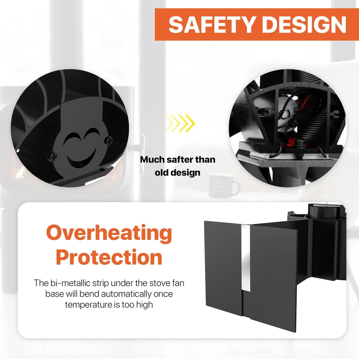 Ventilateur Poele à Bois, 7 Pales Silencieux Ventilateur Cheminée Alimenté Par la Chaleur pour Poêle à Bois/Cheminée/Gaz/Bûches de Poêle