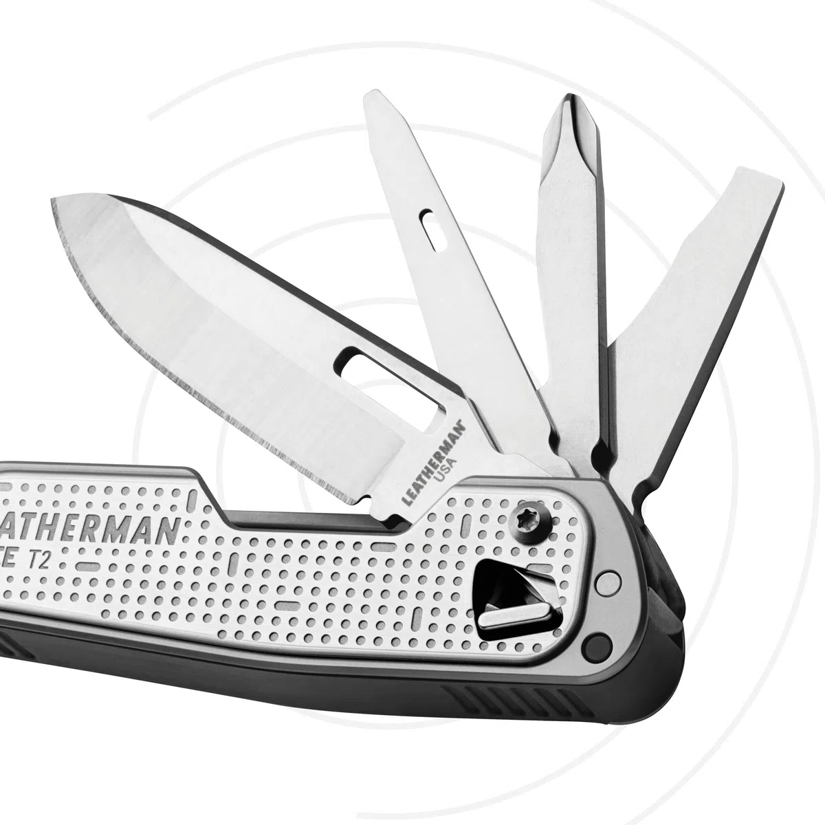 Leatherman Free T2 Outil Multifonction - 8-en-1 Outils avec Couteau, Aiguille et Tournevis - Ouverture Magnétique, Léger, Moins de 100g - Acier Inoxydable